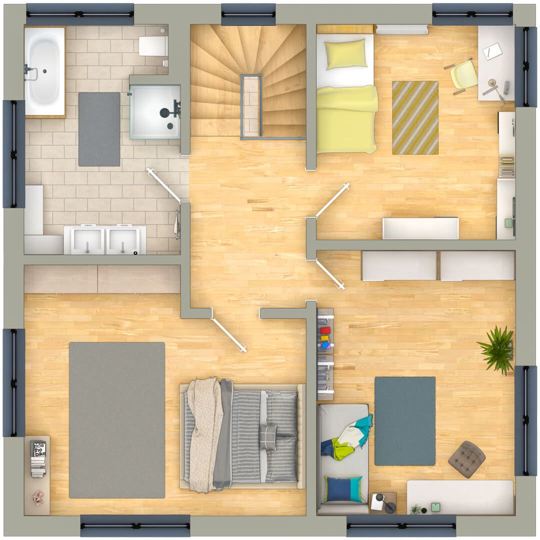 Stadtvilla Obergeschoss: Viel Platz für große und kleine Kinder